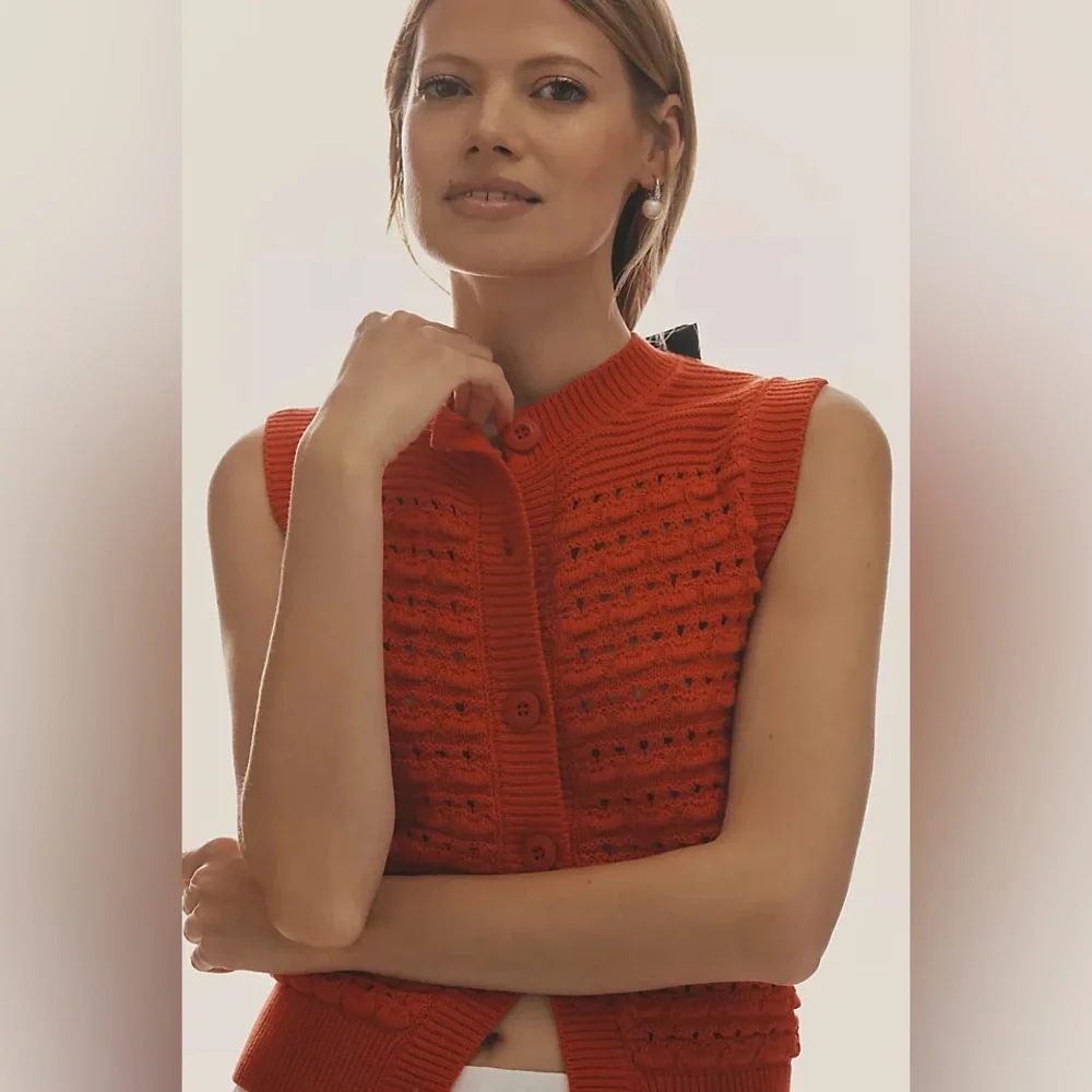 Damson Madder Aggie Knitted Tank in Red UK 10 / US 6 - Picture 2 of 15